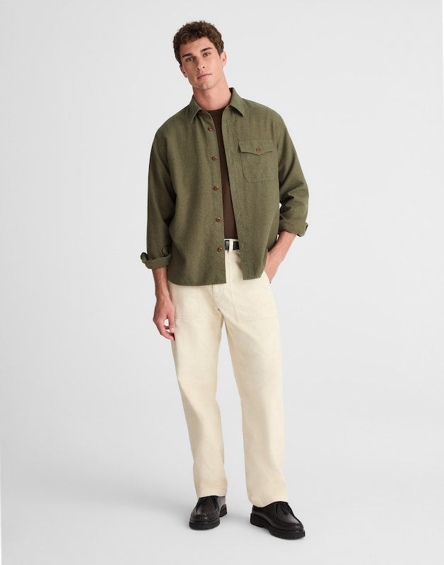 Work Shirt in Herringbone DARK OLIVE HERRINGBONE