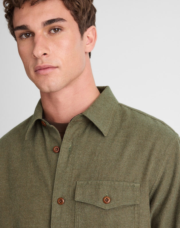 Work Shirt in Herringbone DARK OLIVE HERRINGBONE