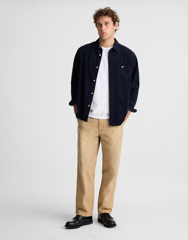 Button-Up Shirt in Fine-Wale Corduroy DARK NAVY