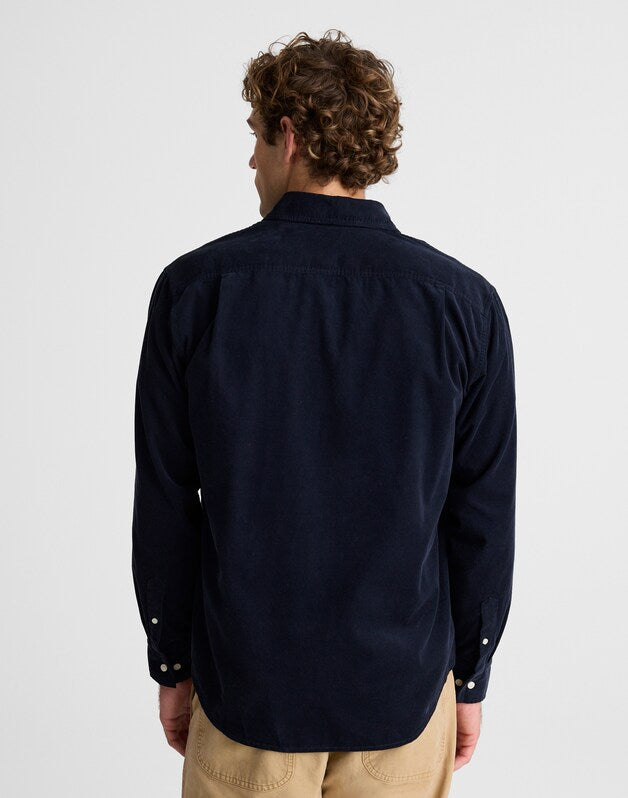 Button-Up Shirt in Fine-Wale Corduroy DARK NAVY