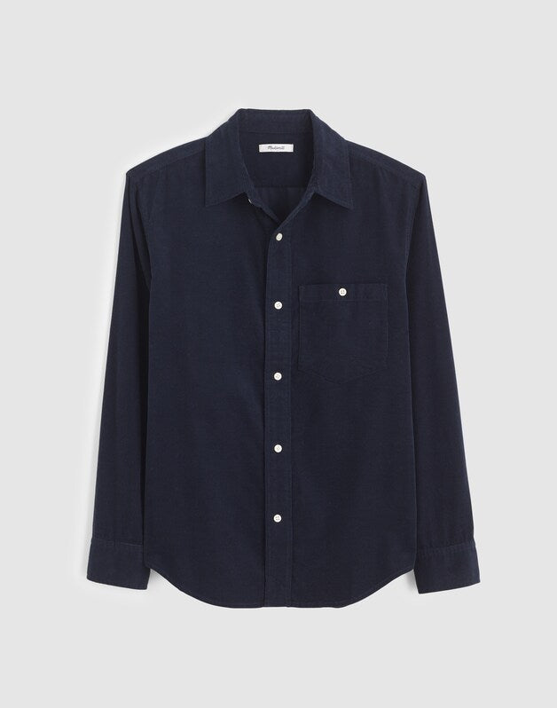Button-Up Shirt in Fine-Wale Corduroy DARK NAVY