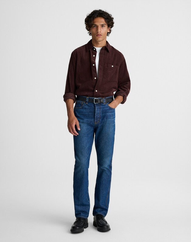 Button-Up Shirt in Fine-Wale Corduroy CHOCOLATE RAISIN