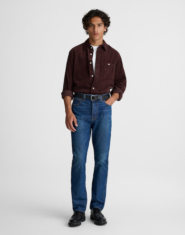 Button-Up Shirt in Fine-Wale Corduroy CHOCOLATE RAISIN