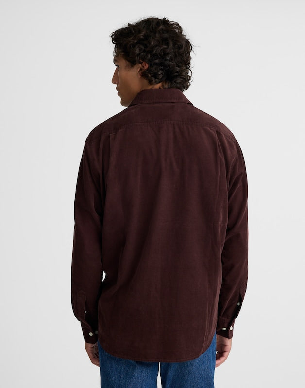 Button-Up Shirt in Fine-Wale Corduroy CHOCOLATE RAISIN