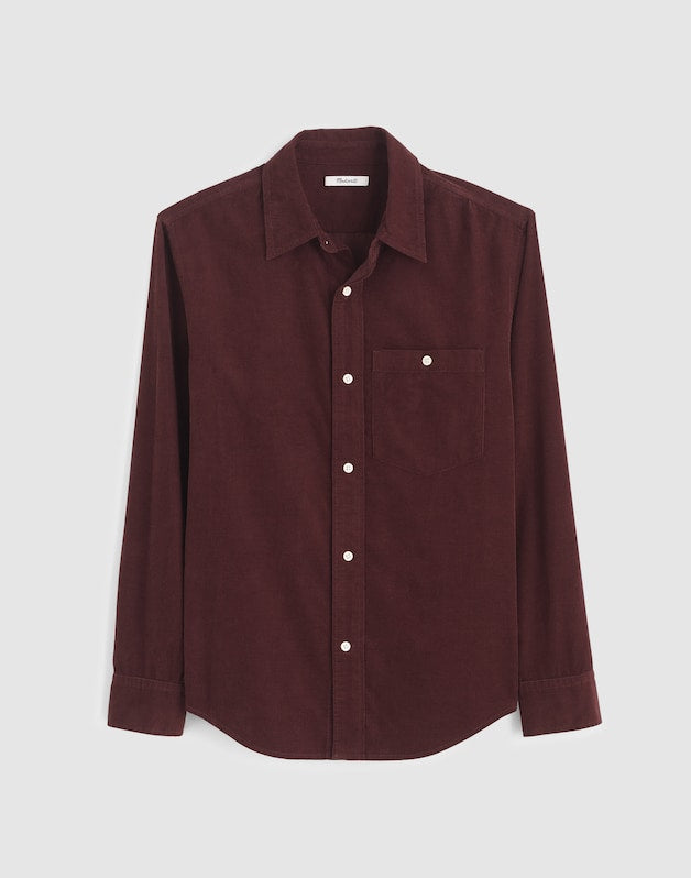 Button-Up Shirt in Fine-Wale Corduroy CHOCOLATE RAISIN