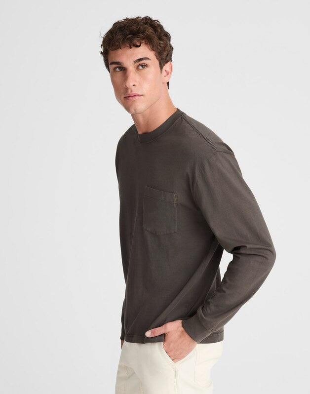The Long-Sleeve Vintage Pocket Tee ALMOST BLACK
