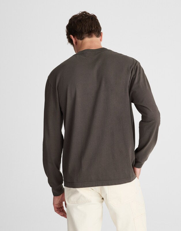 The Long-Sleeve Vintage Pocket Tee ALMOST BLACK