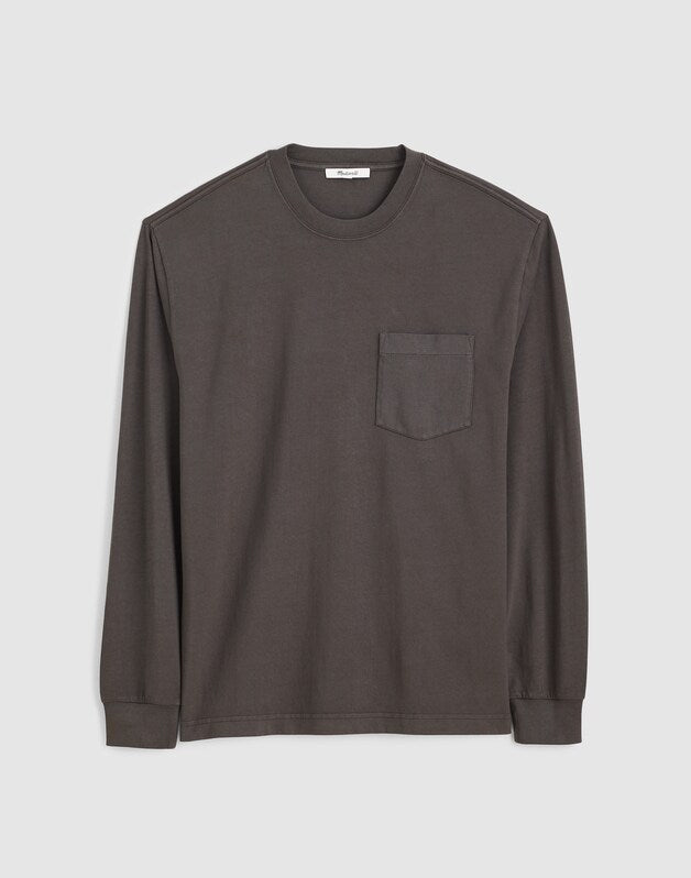The Long-Sleeve Vintage Pocket Tee ALMOST BLACK