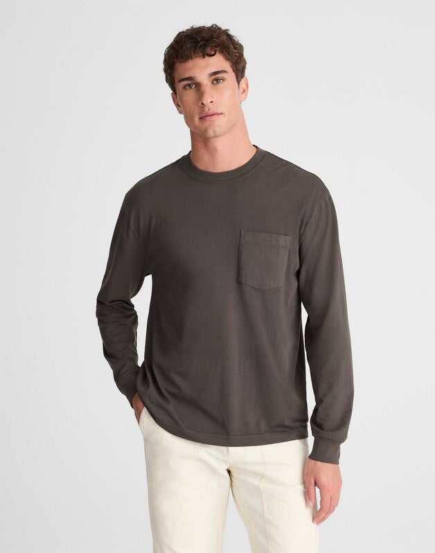 The Long-Sleeve Vintage Pocket Tee ALMOST BLACK