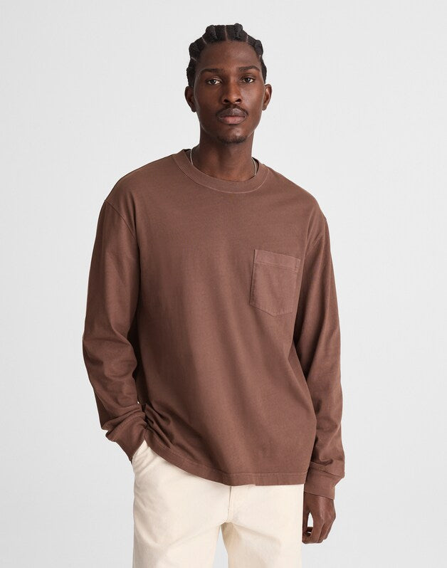 The Long-Sleeve Vintage Pocket Tee ROASTED CHICORY