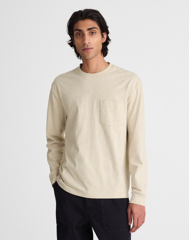 The Long-Sleeve Vintage Pocket Tee HEATHER OAT GREY