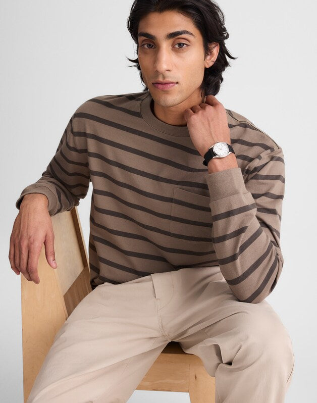 The Long-Sleeve Vintage Pocket Tee DARK DRIFTWOOD