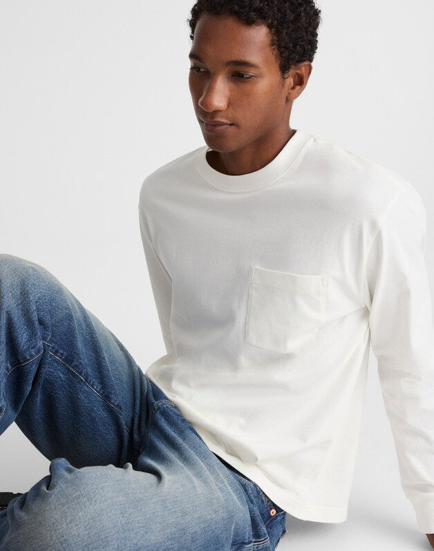 The Long-Sleeve Vintage Pocket Tee SOFT WHITE