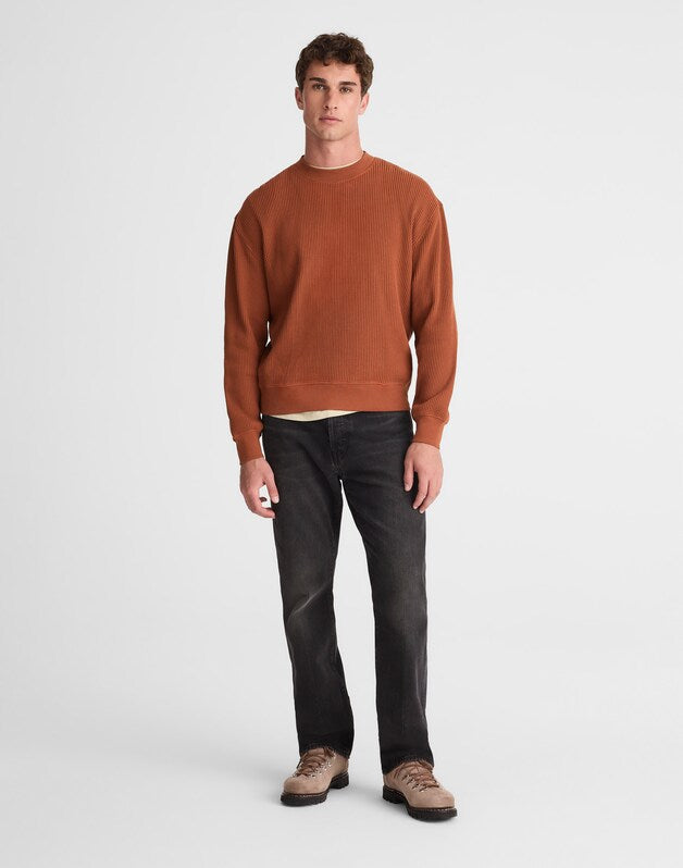 Waffle-Knit Sweatshirt SOFT MAHOGANY