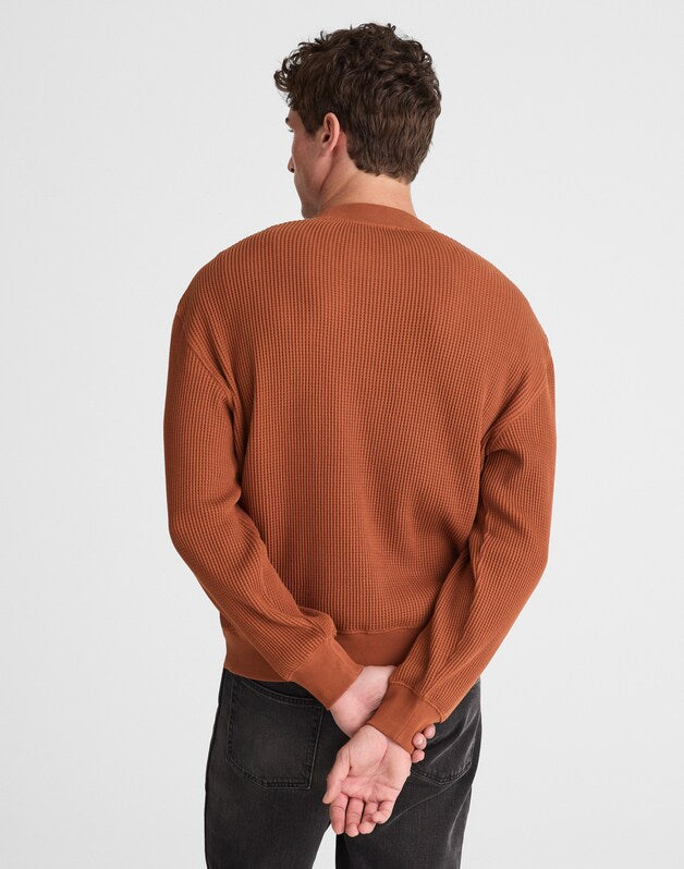 Waffle-Knit Sweatshirt SOFT MAHOGANY