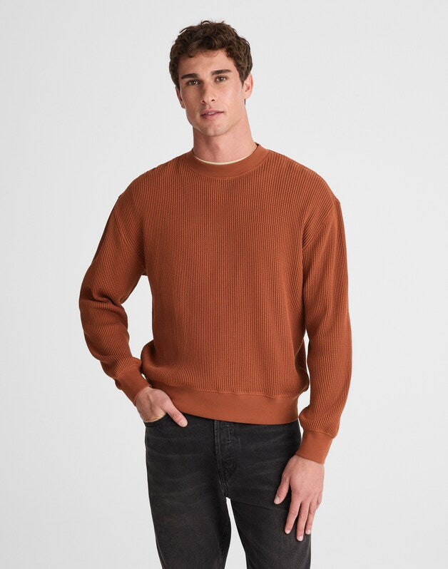 Waffle-Knit Sweatshirt SOFT MAHOGANY
