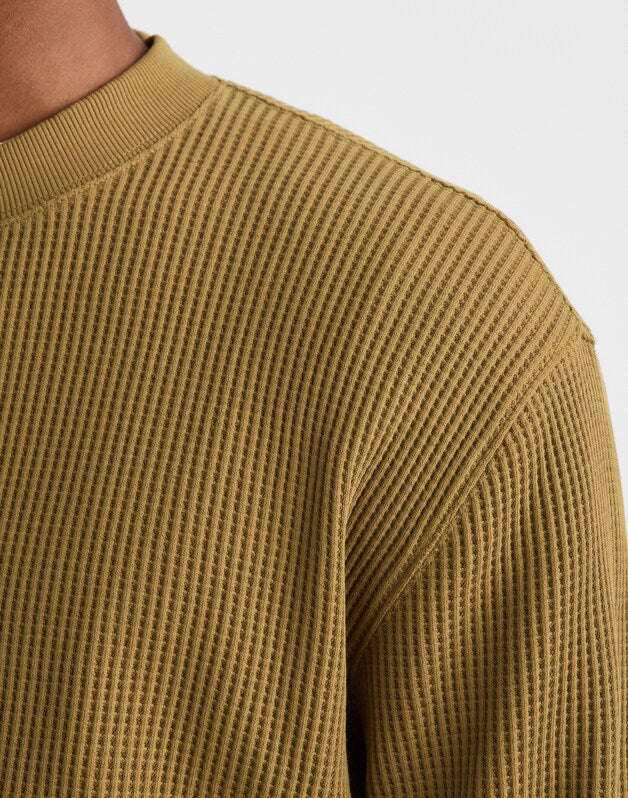 Waffle-Knit Sweatshirt WOODLAND BROWN