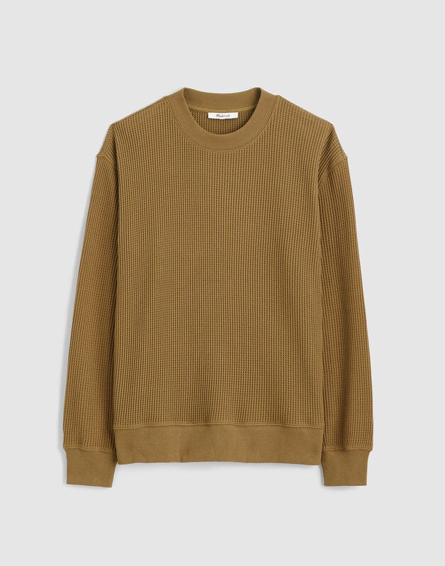Waffle-Knit Sweatshirt WOODLAND BROWN