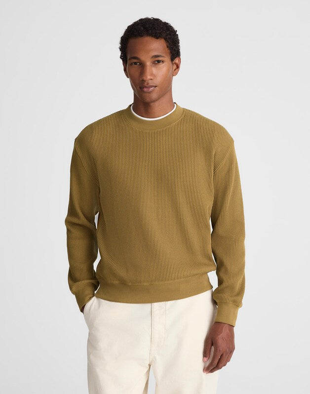 Waffle-Knit Sweatshirt WOODLAND BROWN