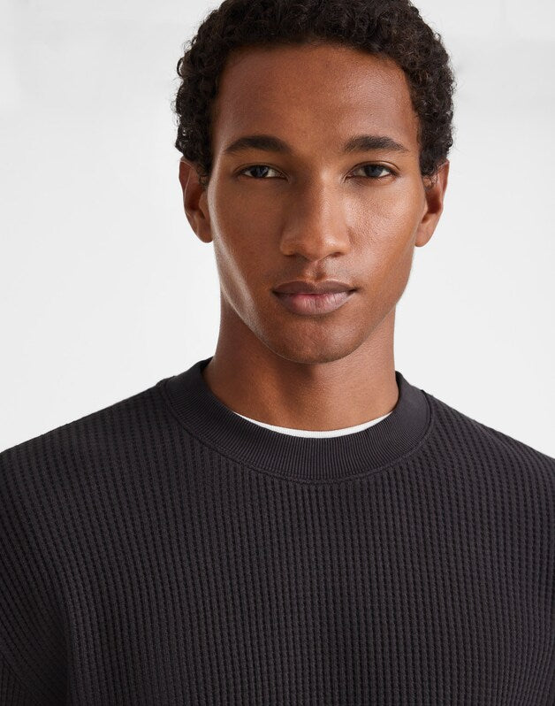 Waffle-Knit Sweatshirt LICORICE