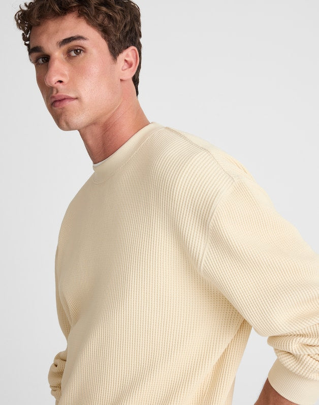 Waffle-Knit Sweatshirt ANTIQUE CREAM