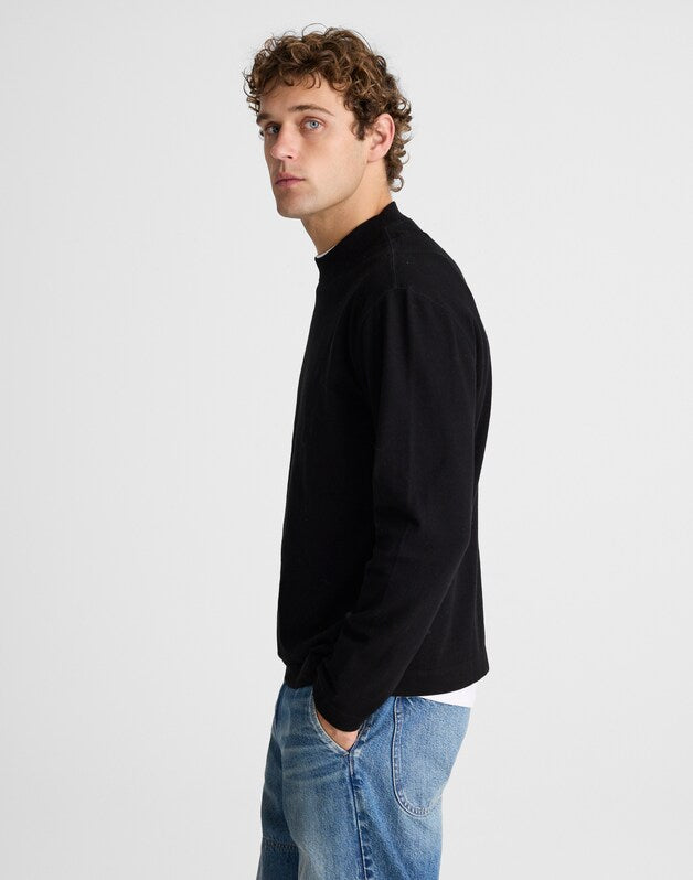 Heavyweight Long-Sleeve Mockneck Tee JET BLACK