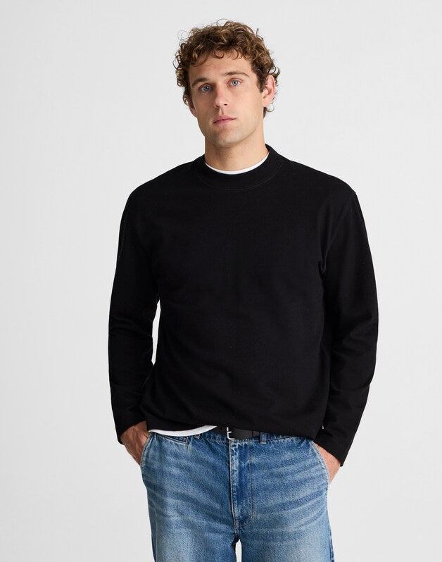 Heavyweight Long-Sleeve Mockneck Tee JET BLACK