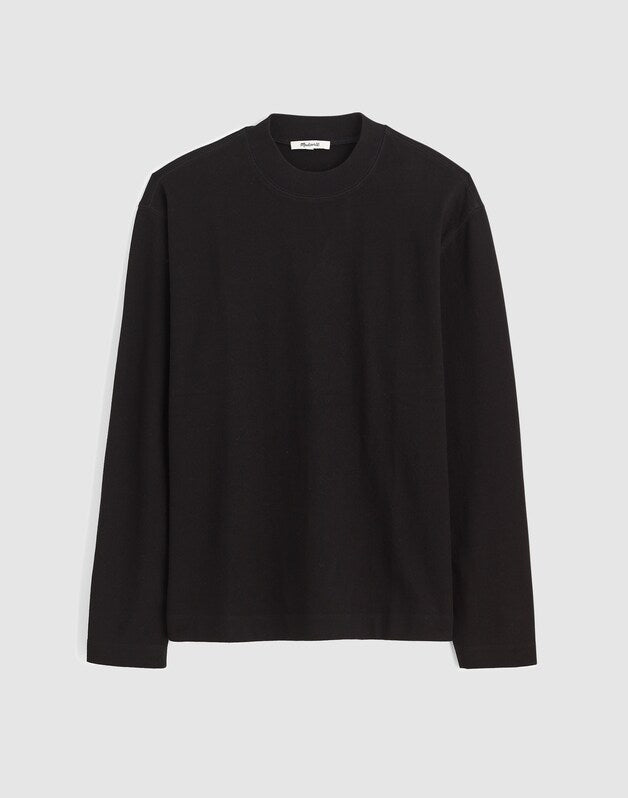 Heavyweight Long-Sleeve Mockneck Tee JET BLACK
