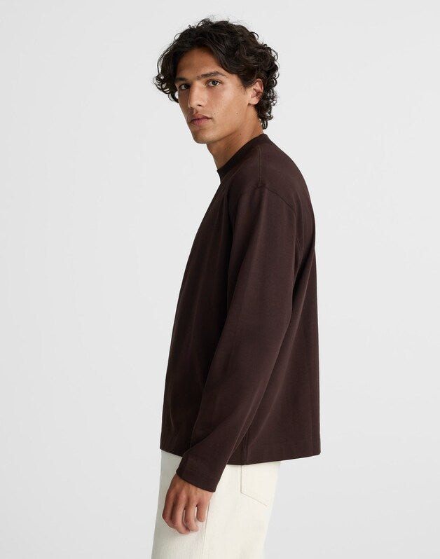 Heavyweight Long-Sleeve Mockneck Tee DARK CAROB