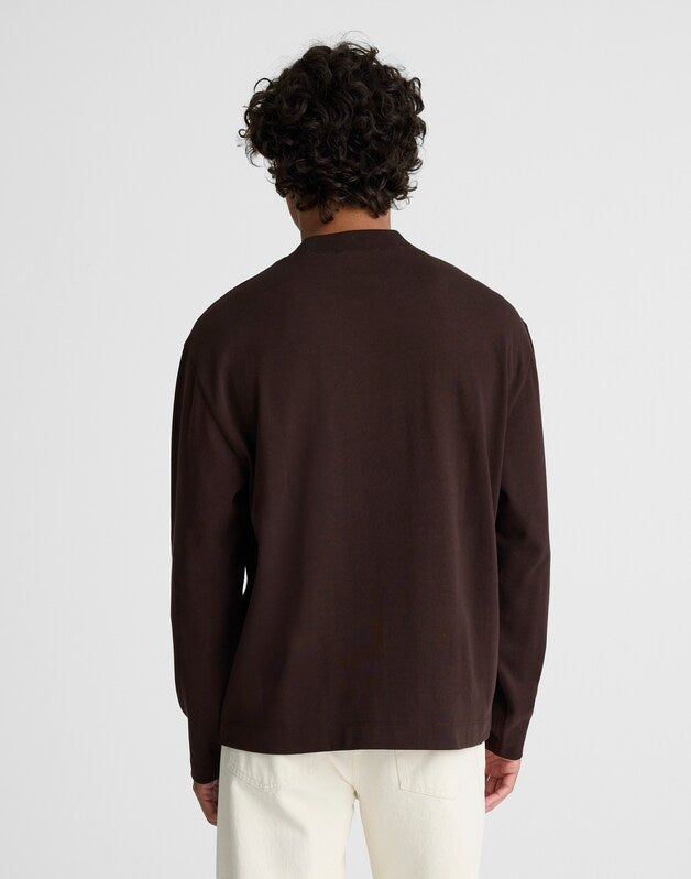 Heavyweight Long-Sleeve Mockneck Tee DARK CAROB