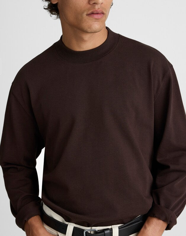 Heavyweight Long-Sleeve Mockneck Tee DARK CAROB