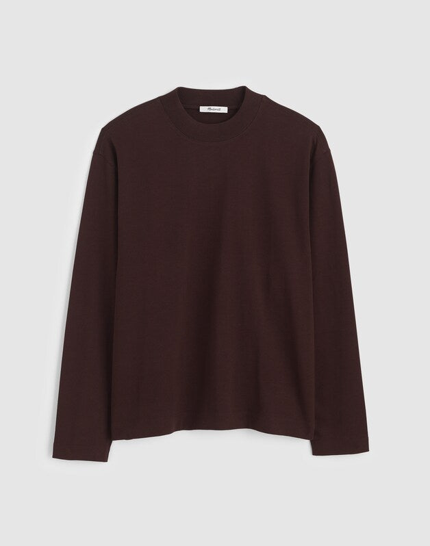 Heavyweight Long-Sleeve Mockneck Tee DARK CAROB