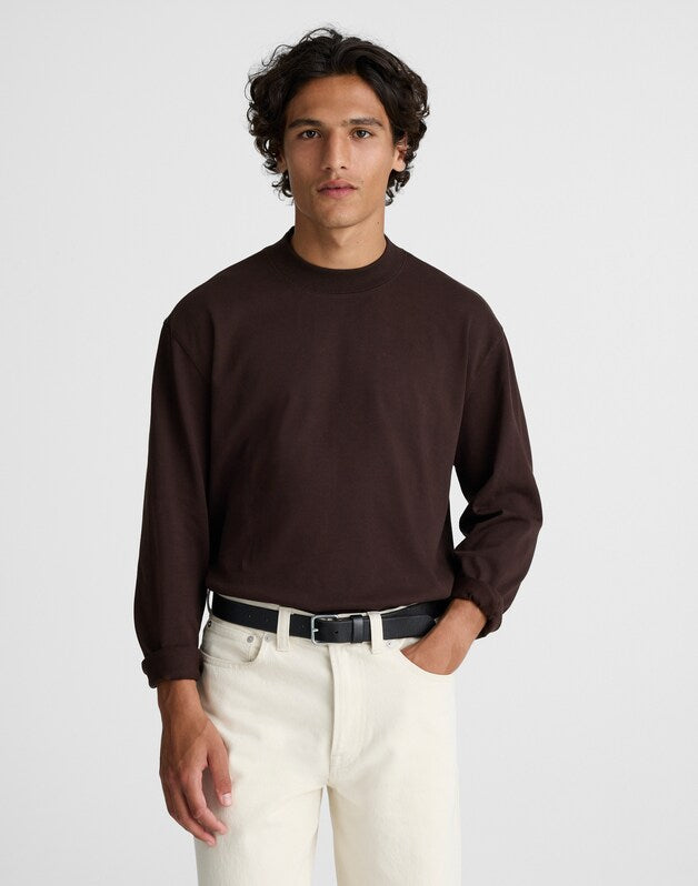Heavyweight Long-Sleeve Mockneck Tee DARK CAROB