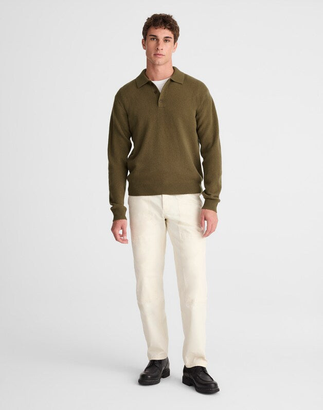Sweater Polo in Heritage Merino Wool BAY LEAF
