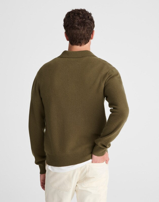 Sweater Polo in Heritage Merino Wool BAY LEAF