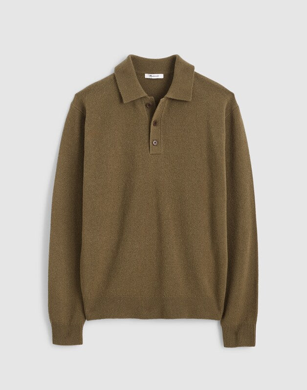 Sweater Polo in Heritage Merino Wool BAY LEAF