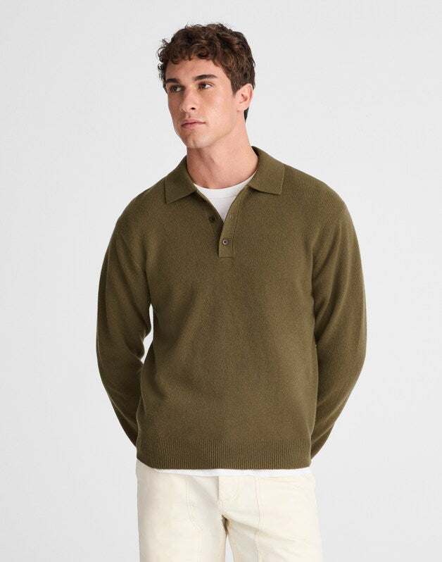 Sweater Polo in Heritage Merino Wool BAY LEAF