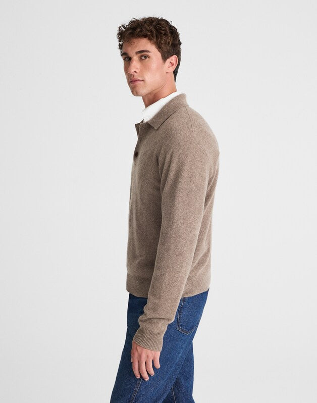Sweater Polo in Heritage Merino Wool HEATHER GREY