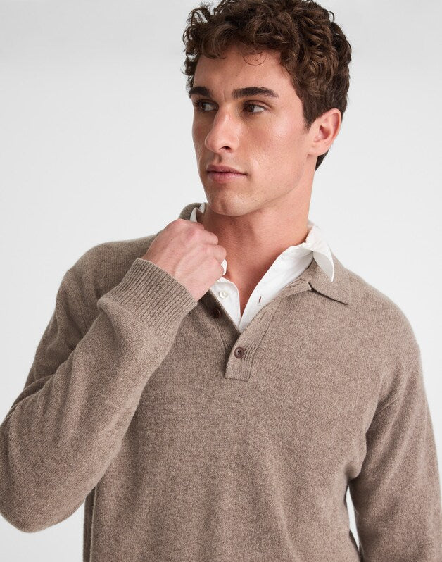 Sweater Polo in Heritage Merino Wool HEATHER GREY