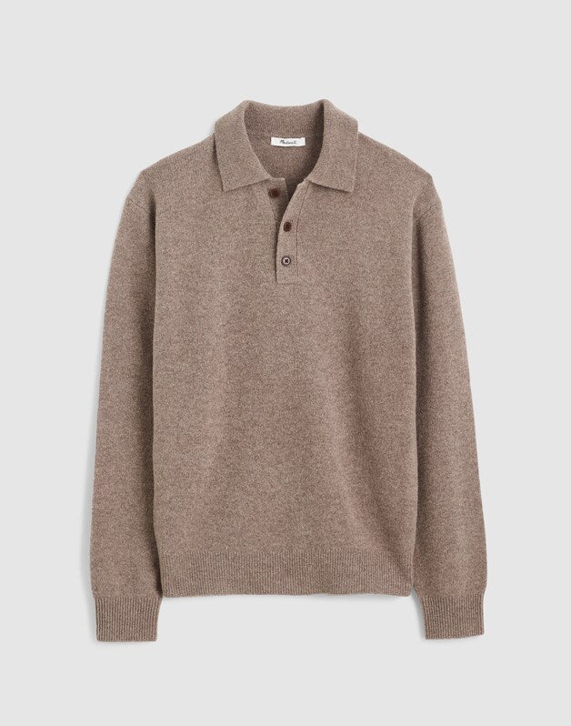 Sweater Polo in Heritage Merino Wool HEATHER GREY