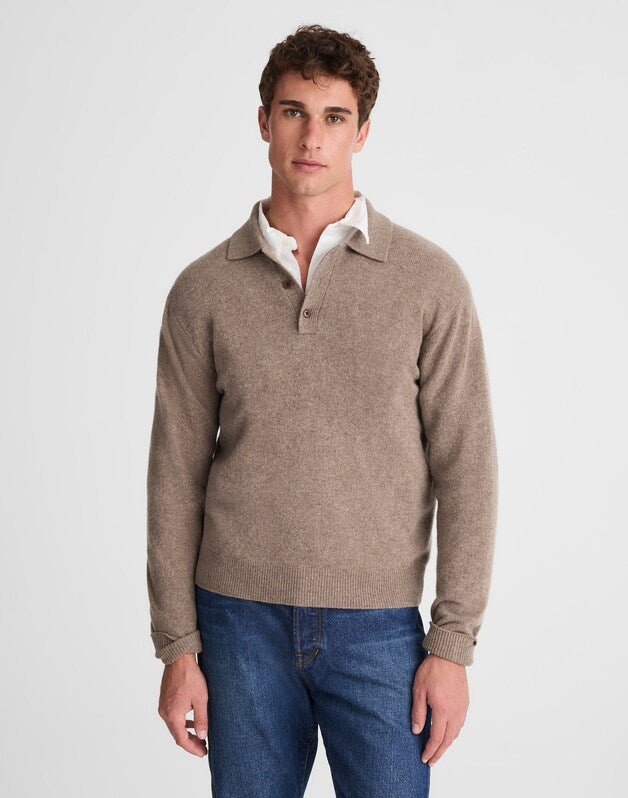 Sweater Polo in Heritage Merino Wool HEATHER GREY