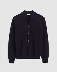 Collared Cardigan in Merino Wool DARK INDIGO