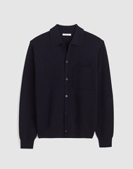 Collared Cardigan in Merino Wool DARK INDIGO