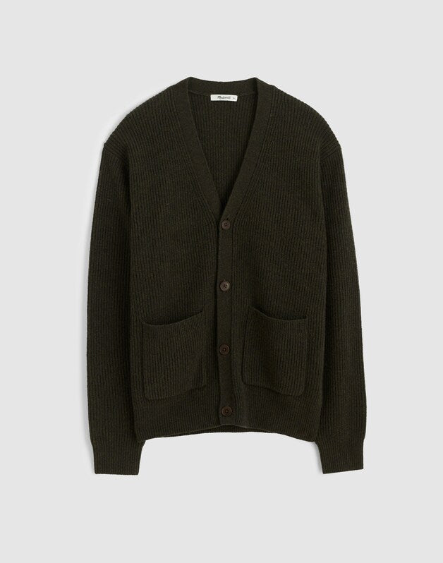 Cardigan in Heritage Merino Wool DARK HEATHER GREEN