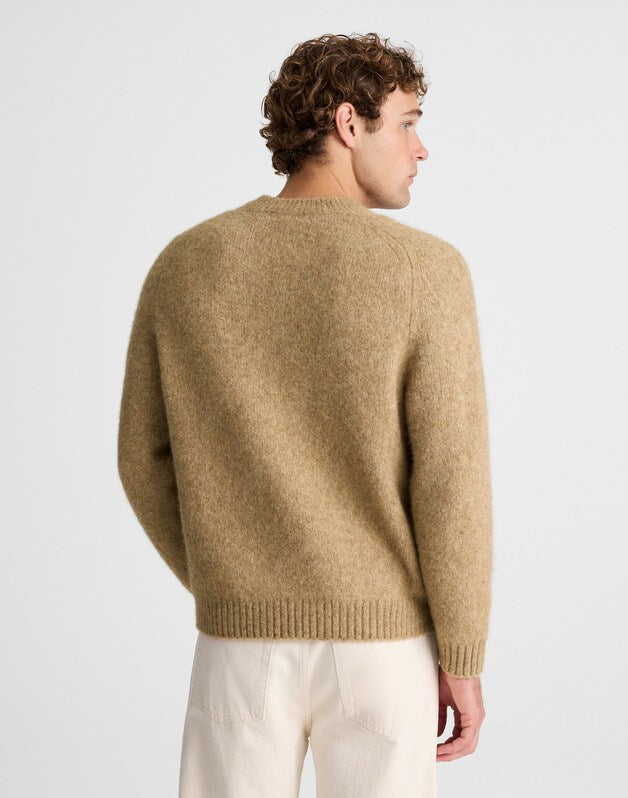 Crewneck Sweater in Yak-Alpaca Blend HEATHER BROWN