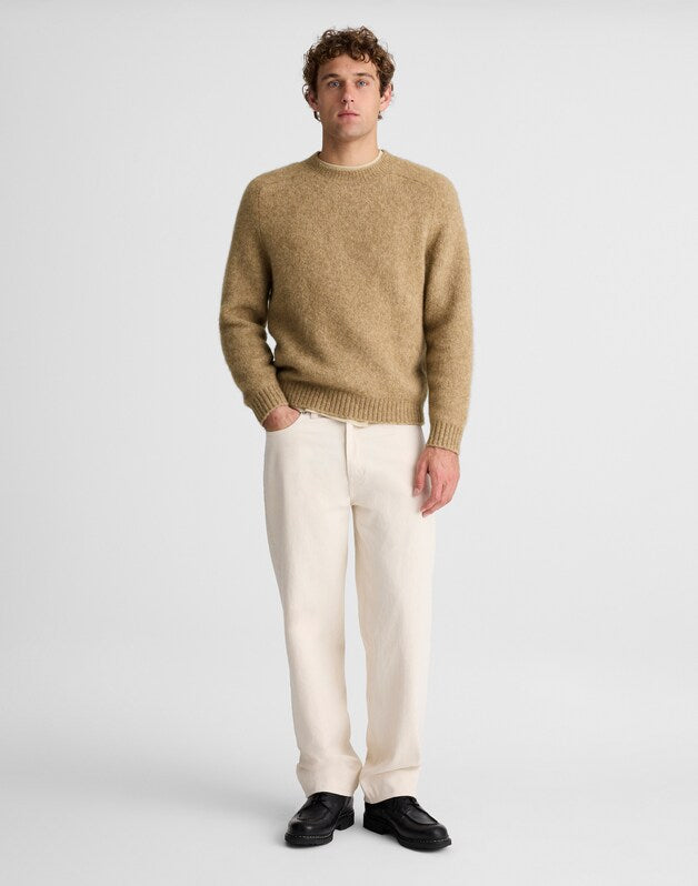 Crewneck Sweater in Yak-Alpaca Blend HEATHER BROWN