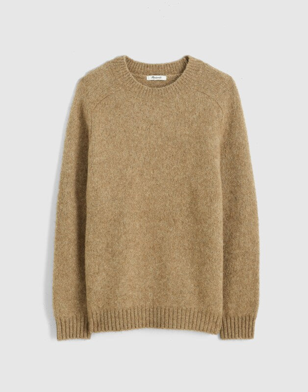 Crewneck Sweater in Yak-Alpaca Blend HEATHER BROWN