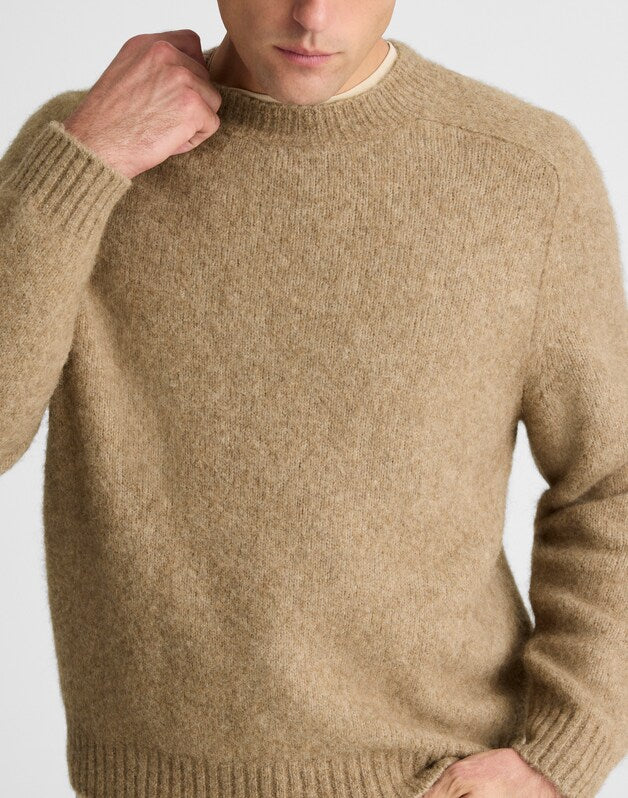Crewneck Sweater in Yak-Alpaca Blend HEATHER BROWN