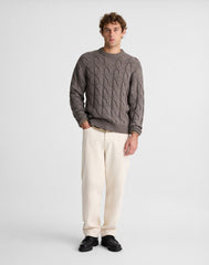 Cable-Knit Crewneck Sweater DARK DRIFTWOOD
