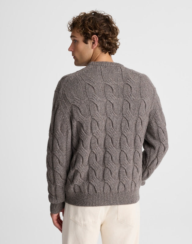 Cable-Knit Crewneck Sweater DARK DRIFTWOOD